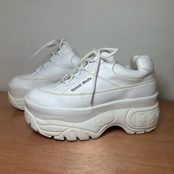 Naked Wolfe White Leather Sporty Platform Sneaker USA SIZE 6 - Picture 3 of 10